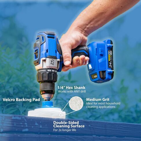 7 Pack Multi-Purpose Drill Brush Kit for Cleaning Bathrooms, Showers, Tubs, Tile, Floors, Sinks, Toilets, Grout and Grime Removal, Reversible Blue and White Scrub Pads in Saudi Arabia