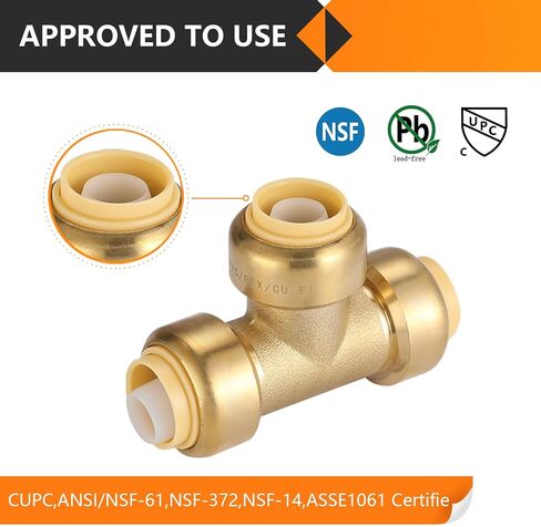 12 حزمة من تي شيرت Pushfit، 1/2"x1/2"x1/2" ادفع لتوصيل تركيبات السباكة بمشبك فصل، تركيبات نحاسية قابلة للدفع لأنابيب PEX، النحاس، CPVC، PE-RT in Kuwait