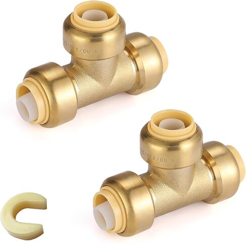 12 حزمة من تي شيرت Pushfit، 1/2"x1/2"x1/2" ادفع لتوصيل تركيبات السباكة بمشبك فصل، تركيبات نحاسية قابلة للدفع لأنابيب PEX، النحاس، CPVC، PE-RT in Kuwait