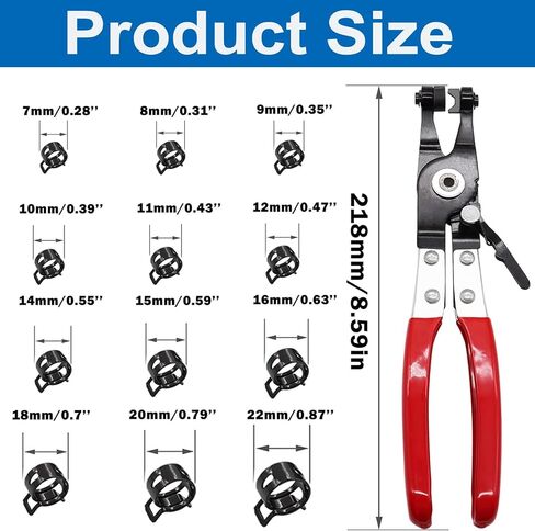 tnisesm 370pcs 6-25mm الربيع الفرقة خرطوم المشابك مجموعة متنوعة مع خرطوم المشبك ذو طيات، المشابك خرطوم التوتر المستمر لخطوط الوقود، خراطيم فراغ السيليكون، أنابيب المياه، مقاطع الهواء منخفضة الضغط in Kuwait