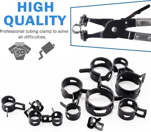 tnisesm 370pcs 6-25mm الربيع الفرقة خرطوم المشابك مجموعة متنوعة مع خرطوم المشبك ذو طيات، المشابك خرطوم التوتر المستمر لخطوط الوقود، خراطيم فراغ السيليكون، أنابيب المياه، مقاطع الهواء منخفضة الضغط in Kuwait