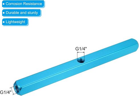PATIKIL 5 طرق 8 منافذ هواء متعددة، 2 حزمة G1/4 بوصة خرطوم هواء ألومنيوم مضمن مشعب كتلة مقسم هوائي مناسب لخرطوم الهواء، أزرق in Saudi Arabia