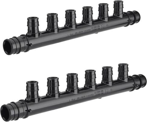(عبوة من قطعتين) EFIELD Pex Manifold 6 منافذ مفتوحة Pex-A توسيع بولي PPSU Manifold 3/4 صندوق، منفذ 1/2 بوصة (6 منافذ)، ASTM F1960 in Saudi Arabia