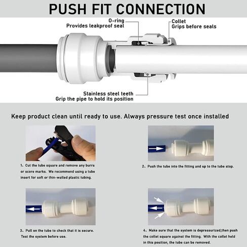 1/4" Tube to 1/4" Tube push fit straight quick connect for RO water system (10pack) in Saudi Arabia
