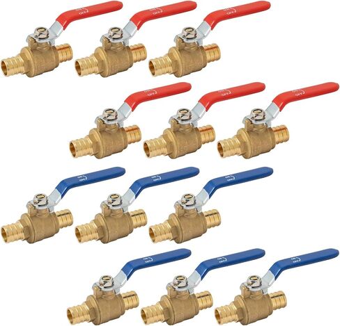 SUNGATOR 2 Pack Pex Valves 1/2 inch, Pex Ball Valve Brass Full Port Quarter Turn Shut Off Valve for Hot and Cold Water, ASTM F1807 For Pex Pipe, CUPC Certified in Saudi Arabia