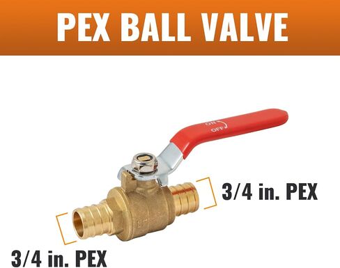 SUNGATOR 2 Pack Pex Valves 1/2 inch, Pex Ball Valve Brass Full Port Quarter Turn Shut Off Valve for Hot and Cold Water, ASTM F1807 For Pex Pipe, CUPC Certified in Saudi Arabia