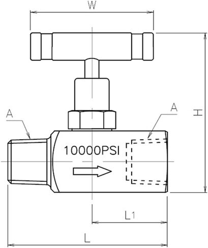 PIC Gauges NV-SS-1/2-HS-180-FXF 316 SS Straight Needle Valve w/ Hydraulic Service Seat, 1/2" Female NPT x 1/2" Female NPT, 10000 psi Pressure in Saudi Arabia
