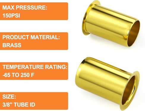 GASHER 100 قطعة تركيب ضغط نحاسي، أنبوب إدخال ضغط نحاسي يدعم 1/2 بوصة أنبوب OD in Kuwait