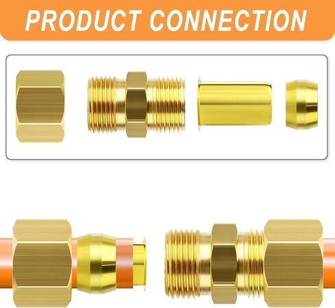 GASHER 100 قطعة تركيب ضغط نحاسي، أنبوب إدخال ضغط نحاسي يدعم 1/2 بوصة أنبوب OD in Kuwait