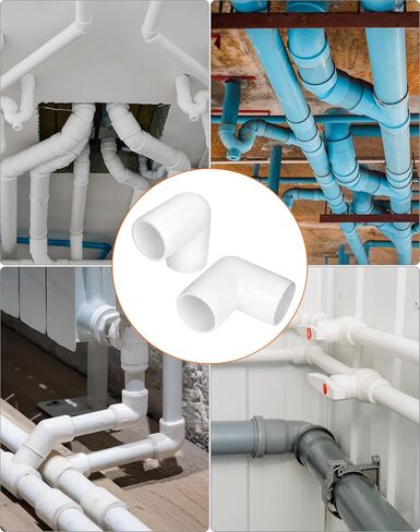 QWORK 1/2" PVC 90 Degree Elbow Fitting - Professional Grade, White, 20 Pcs in Saudi Arabia