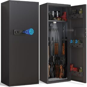 10-14 Gun Safe for Shotguns, Large Unassembled Fingerprint Gun Safe for Home Rifle and Pistols with Dual Alarm and Mute Mode, Long Gun Cabinet with Touchscreen Pad, Removable Shelves in Saudi Arabia