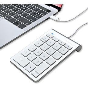 مكالي كيبورد سلكي بمنفذ USB C - لوحة ارقام من النوع C للاب توب وابل ماك اي ماك وماك بوك برو/اير وويندوز والكمبيوتر المكتبي - لوحة ارقام بـ10 مفاتيح USB مع كيبل بطول 5 اقدام - فضي in Kuwait