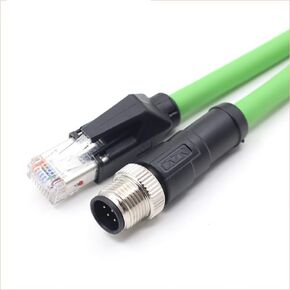 موصل M12 عام مستقيم 4 دبوس D رمز ذكر إلى RJ45 ذكر Ethernet Profinet CAT5E PVC كابل 1 متر in Kuwait