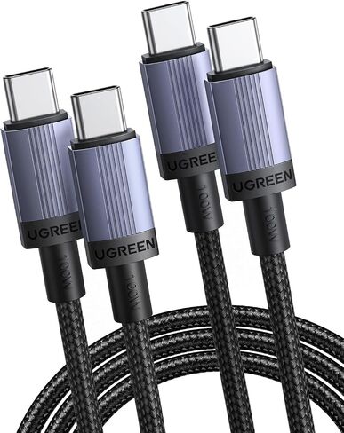 ugreen 100w 2-pack usb c cable charging fast ، type c cord usb c charger cable for iPhone 17/16/14 ، macbook pro/air ، galaxy s25/s25/s24 ، ipad pro/air ، pixel 9/8 ، switch ، airpods ، 6.6 ft ، in Saudi Arabia