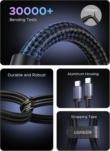 ugreen 100w 2-pack usb c cable charging fast ، type c cord usb c charger cable for iPhone 17/16/14 ، macbook pro/air ، galaxy s25/s25/s24 ، ipad pro/air ، pixel 9/8 ، switch ، airpods ، 6.6 ft ، in Saudi Arabia