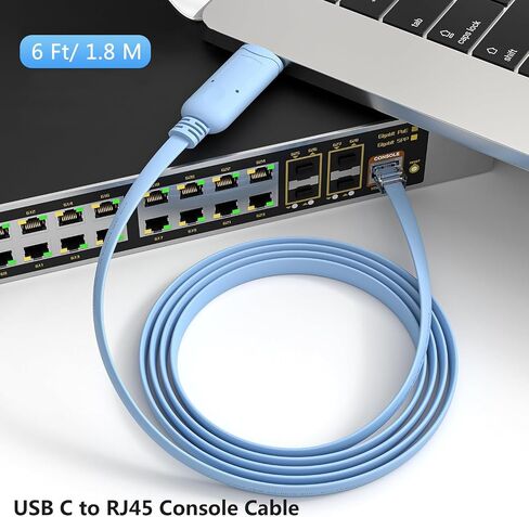 كابل وحدة التحكم في USB-C إلى RJ45 6 قدمًا ، محول USB Type C التسلسلي لأجهزة توجيه/مفاتيح Cisco ، Juniper ، Ubiquiti ، متوافق مع MacBook Pro و Chromebook و iPad Pro (Blue) in Kuwait