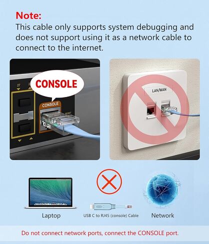 كابل وحدة التحكم في USB-C إلى RJ45 6 قدمًا ، محول USB Type C التسلسلي لأجهزة توجيه/مفاتيح Cisco ، Juniper ، Ubiquiti ، متوافق مع MacBook Pro و Chromebook و iPad Pro (Blue) in Kuwait