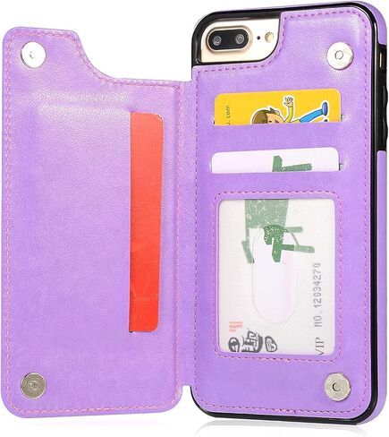 علبة الهاتف لـ iPhone 7Plus 8Plus 7/8 بالإضافة إلى حامي الشاشة الزجاجية المقسى وحامل البطاقة محفظة محفظة ، غطاء خلايا جلدية in Kuwait
