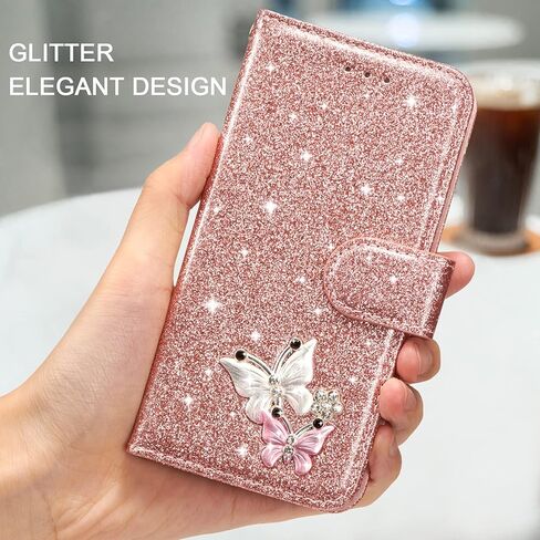 UEEBAI Wallet Case for Samsung Galaxy S24 Plus/S25 Plus 5G, Glitter PU Leather Phone Case Card Slots Kickstand Case Magnetic Closure Bling Flip Case Shockproof Hand Strap Flip Cover - Glitter Purple in Saudi Arabia