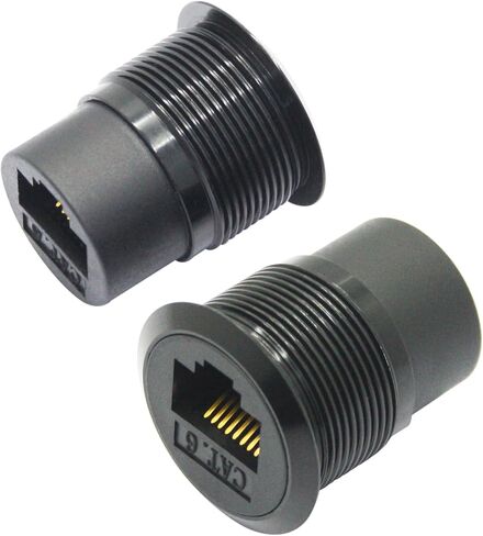 RJ45 CAT 6 Panel Mount Connector Adapter ، RJ45 Female to Female من خلال وحدة التثبيت المربوطة بمقبس التثبيت مع Dustcap ، محول مقرن Ethernet Network Ethernet - 2pcs in Kuwait