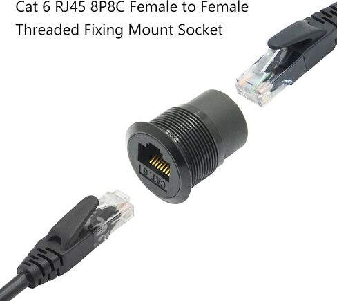 RJ45 CAT 6 Panel Mount Connector Adapter ، RJ45 Female to Female من خلال وحدة التثبيت المربوطة بمقبس التثبيت مع Dustcap ، محول مقرن Ethernet Network Ethernet - 2pcs in Kuwait