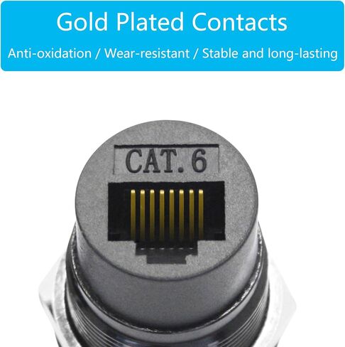 RJ45 CAT 6 Panel Mount Connector Adapter ، RJ45 Female to Female من خلال وحدة التثبيت المربوطة بمقبس التثبيت مع Dustcap ، محول مقرن Ethernet Network Ethernet - 2pcs in Kuwait