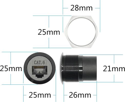 RJ45 CAT 6 Panel Mount Connector Adapter ، RJ45 Female to Female من خلال وحدة التثبيت المربوطة بمقبس التثبيت مع Dustcap ، محول مقرن Ethernet Network Ethernet - 2pcs in Kuwait