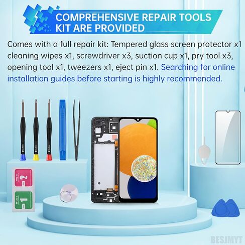 لاستبدال شاشة Samsung Galaxy A13 مع إطار LCD Display Discitizer Full Assembly Fix Fix مع أدوات الإصلاح مجموعة SM-A135U SM-A135U1 in Kuwait