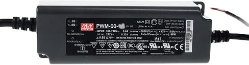 Mean Well PWM 60W 12V 5A LED Driver， PWM-60-12 AC-DC Constant Voltage PWM Output Switching Power Supply Converter Transformer with IP67, PFC, 3 in 1 Dimming, Plastic Case in Saudi Arabia