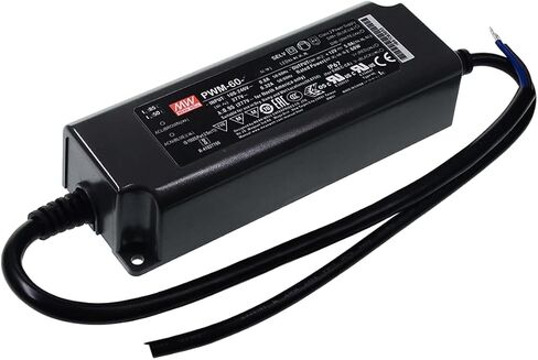 Mean Well PWM 60W 12V 5A LED Driver， PWM-60-12 AC-DC Constant Voltage PWM Output Switching Power Supply Converter Transformer with IP67, PFC, 3 in 1 Dimming, Plastic Case in Saudi Arabia