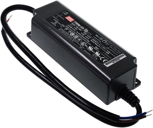 Mean Well PWM 60W 12V 5A LED Driver， PWM-60-12 AC-DC Constant Voltage PWM Output Switching Power Supply Converter Transformer with IP67, PFC, 3 in 1 Dimming, Plastic Case in Saudi Arabia