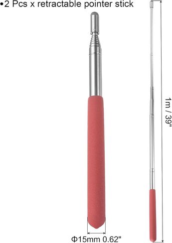 MECCANIXITY 2pcs Telescopic Teachers Pointer Teaching Pointer Stick 39 Inch Retractable Extendable Pointer for Classroom Whiteboard Office Presentation Pointers, Black in Saudi Arabia