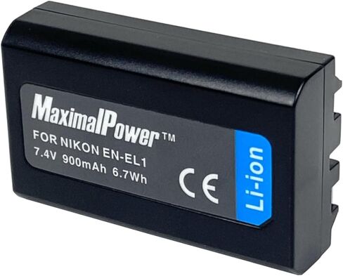 MaximalPower NIK EN-EL1 بديل للبطارية لـ Nikon Coolpix 775 ، 880 ، 885 ، 995 ، 4300 ، 4500 ، 4800 ، 5000 ، 5400 ، 5700 و 8700 كاميرات رقمية ، فك تشفير بالكامل ، أسود (DB NIK EN-EL1) in Kuwait