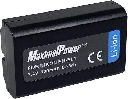 MaximalPower NIK EN-EL1 بديل للبطارية لـ Nikon Coolpix 775 ، 880 ، 885 ، 995 ، 4300 ، 4500 ، 4800 ، 5000 ، 5400 ، 5700 و 8700 كاميرات رقمية ، فك تشفير بالكامل ، أسود (DB NIK EN-EL1) in Kuwait