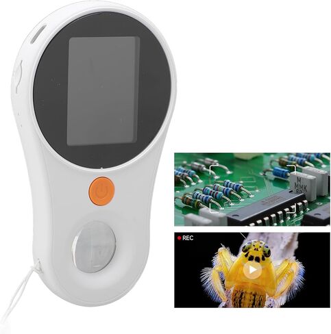 500X Handheld Macro Microscope with 8 LEDs, 2MP Lens, Fixed Focus, 2.0 Inch Color Screen - Portable Magnifying Glass for Detailed Observation (White) in Kuwait