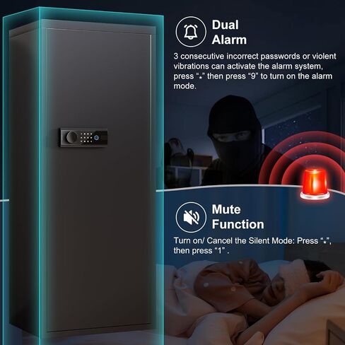 10-14 Gun Safe for Shotguns, Large Unassembled Fingerprint Gun Safe for Home Rifle and Pistols with Dual Alarm and Mute Mode, Long Gun Cabinet with Touchscreen Pad, Removable Shelves in Saudi Arabia