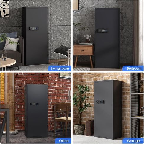 10-14 Gun Safe for Shotguns, Large Unassembled Fingerprint Gun Safe for Home Rifle and Pistols with Dual Alarm and Mute Mode, Long Gun Cabinet with Touchscreen Pad, Removable Shelves in Saudi Arabia
