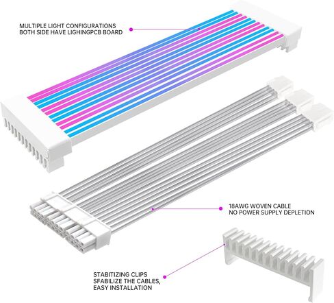 2x8 Pin RGB GPU Cable, PCIE RGB PSU Cables 5V 3Pin ARGB Graphics Card Power Supply Extension,for PC Build,Four Sides Lighting Strips. in Saudi Arabia