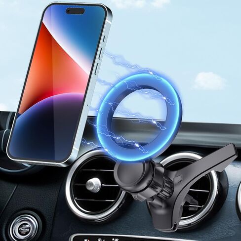 Super Magnets-Magnetic Car Phone Mount, Air Vent Phone Holder Car, Magnetic Car Mount for iPhone 16 15 14 13 14 Pro Max Plus, V-Black in Saudi Arabia