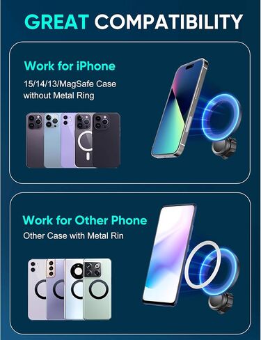 Super Magnets-Magnetic Car Phone Mount, Air Vent Phone Holder Car, Magnetic Car Mount for iPhone 16 15 14 13 14 Pro Max Plus, V-Black in Saudi Arabia