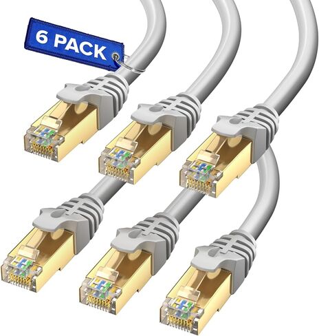كابل Ethernet CAT7 10 أقدام-6 عبوات رقعة شبكة LAN عالية السرعة ، موصلات مطلية بالذهب RJ45 ، 600 ميجا هرتز ، 10 جيجابت في الثانية-لجهاز التوجيه ، المودم ، الكمبيوتر ، الألعاب ، البث-الأزرق in Kuwait