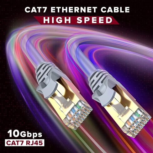 كابل Ethernet CAT7 10 أقدام-6 عبوات رقعة شبكة LAN عالية السرعة ، موصلات مطلية بالذهب RJ45 ، 600 ميجا هرتز ، 10 جيجابت في الثانية-لجهاز التوجيه ، المودم ، الكمبيوتر ، الألعاب ، البث-الأزرق in Kuwait