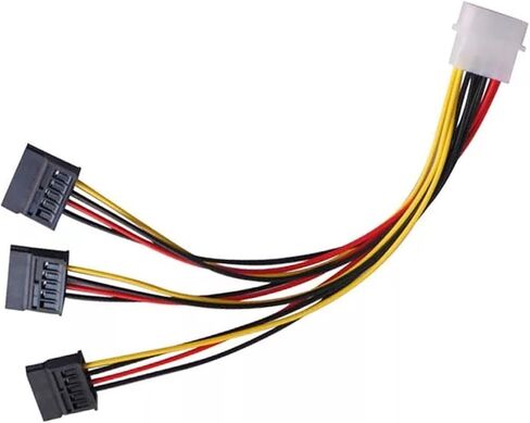 4Pin IDE to 2 3xSata Serial ATA 15Pin SATA to 4pin Male Y Splitter Hard Drive Power Supply Cord Extension Cable 20CM 22AWG(4Pin to 3xSata 20CM) in Kuwait