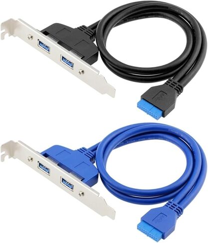 50cm PC Mainboard 20 Pin to USB 3.0 Ports Cable Motherboard 2 USB3.0 Panel Bracket Extension Cable 5Gbps(Blue) in Saudi Arabia