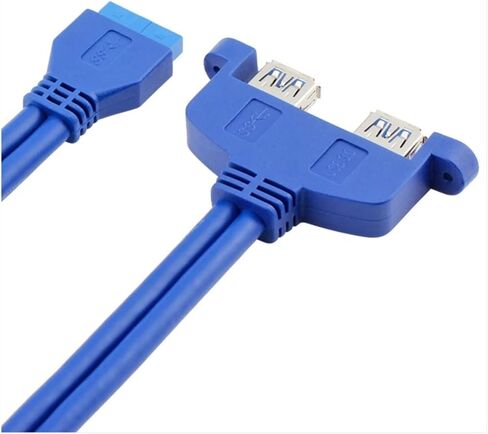 50cm PC Mainboard 20 Pin to USB 3.0 Ports Cable Motherboard 2 USB3.0 Panel Bracket Extension Cable 5Gbps(Blue) in Saudi Arabia
