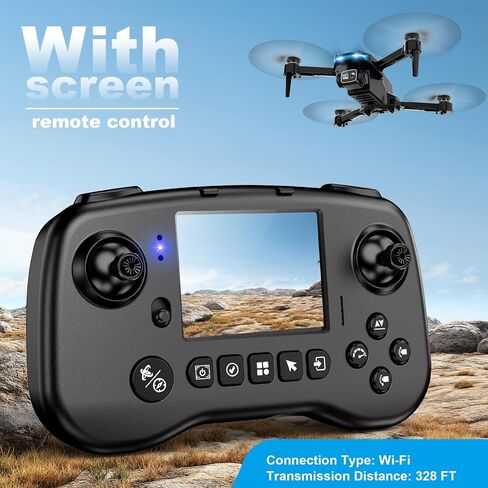 Drone with Camera - Drone with Screen on Controller for Beginners, Foldable Remote Control Quadcopter with Voice Gesture Control, 3D Flip, One Key Start, Emergency Stop, 2 Batteries, Easier to use in Saudi Arabia