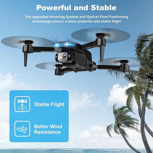 Drone with Camera - Drone with Screen on Controller for Beginners, Foldable Remote Control Quadcopter with Voice Gesture Control, 3D Flip, One Key Start, Emergency Stop, 2 Batteries, Easier to use in Saudi Arabia
