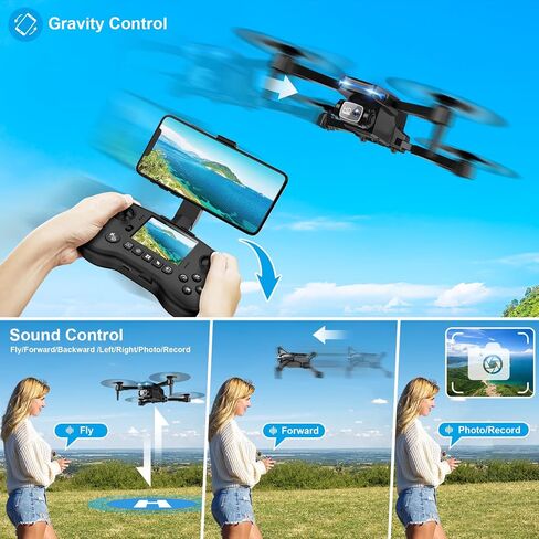 Drone with Camera - Drone with Screen on Controller for Beginners, Foldable Remote Control Quadcopter with Voice Gesture Control, 3D Flip, One Key Start, Emergency Stop, 2 Batteries, Easier to use in Saudi Arabia