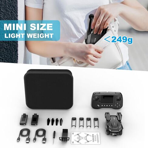 Drone with Camera - Drone with Screen on Controller for Beginners, Foldable Remote Control Quadcopter with Voice Gesture Control, 3D Flip, One Key Start, Emergency Stop, 2 Batteries, Easier to use in Saudi Arabia
