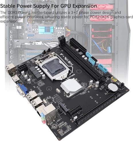 Bewinner Gaming Mining Motherboard for LGA1150 ATX DDR3, M.2 NVME 1080p PCIE 2.0x16 Gaming, VGA HD, CR2032 x 1 240mah, Supports for Core i7 i5 i3 in Saudi Arabia